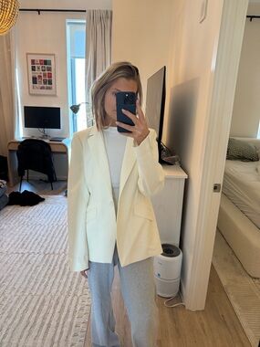 Favorite Daughter Cream Single-Button Tailored Blazer